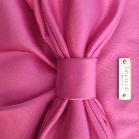 KATE SPADE Plaza Bow WLRU1757 Pink (snapdragon) Satin Pouch Wristlet - Picture 5 of 8